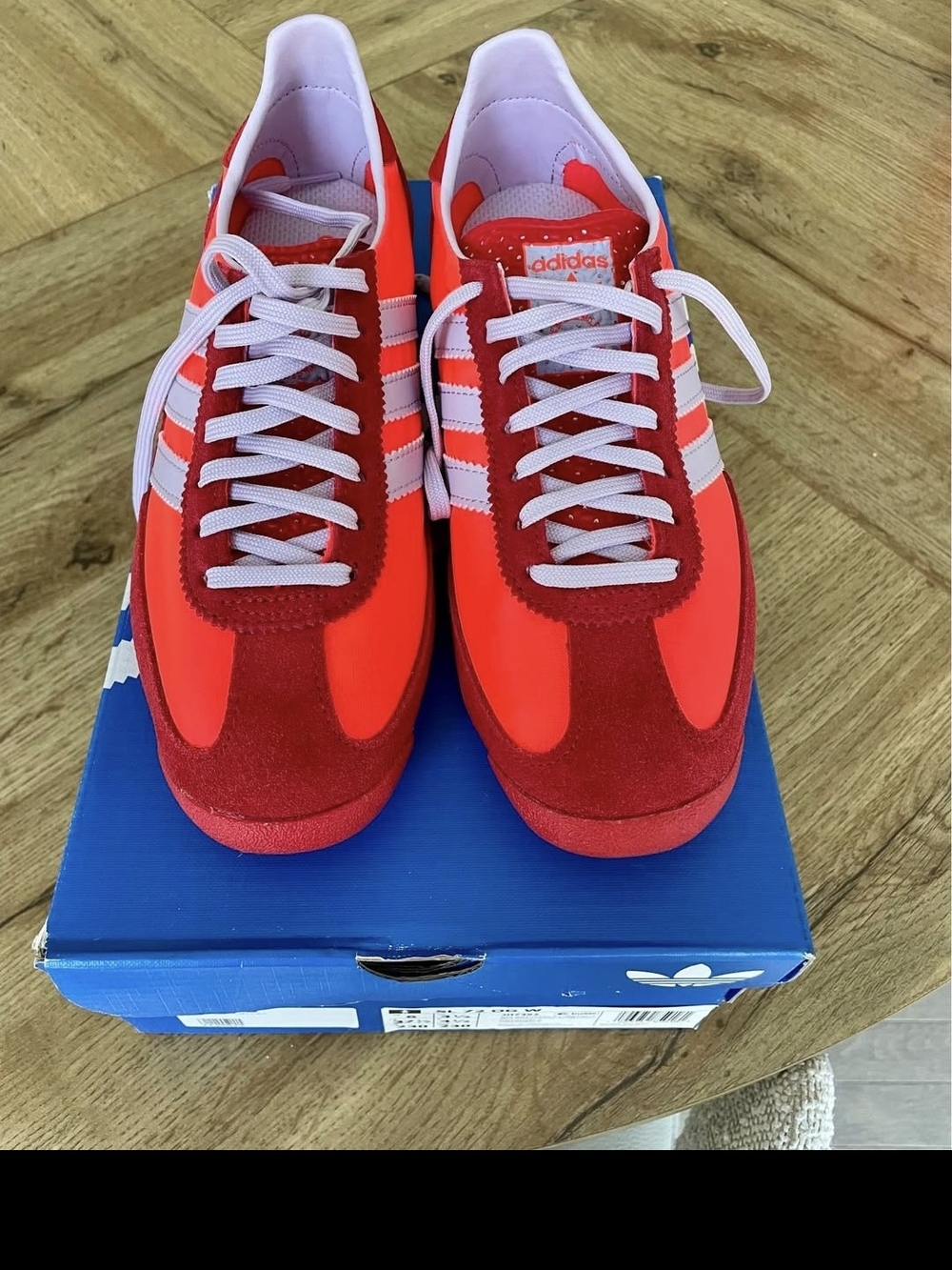 adidas Red and White Low-Top Vintage Runner Sneakers